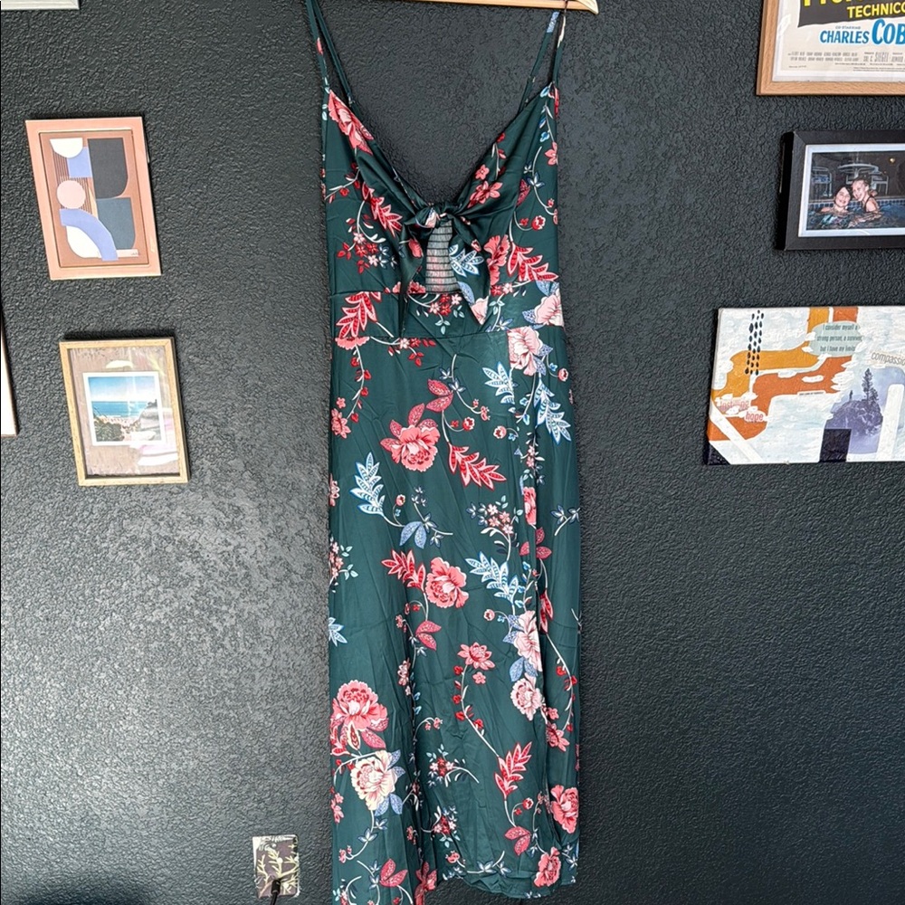 Floral Maxi Dress - Green and Pink
